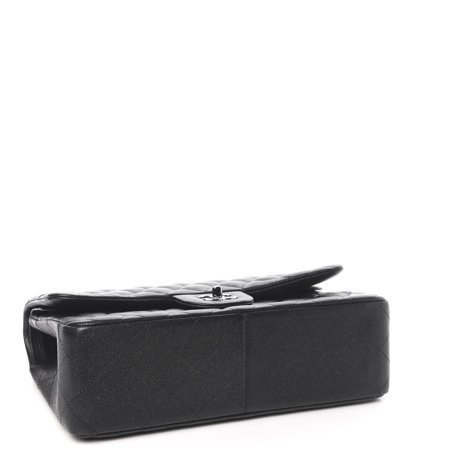 Iridescent Caviar Quilted Jumbo Double Flap Black