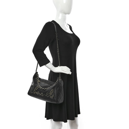 Chanel Calfskin Chain 20s Signature Hobo Black 2 of 13