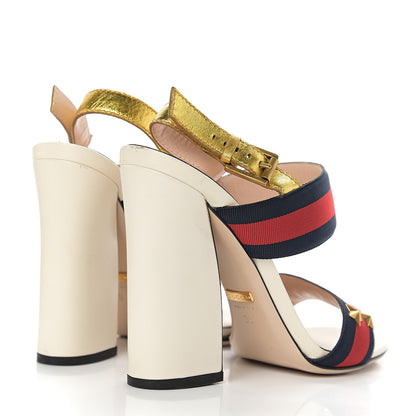 Gucci Grosgrain Web Aline High Heel Sandals 38 Oro 4 of 12