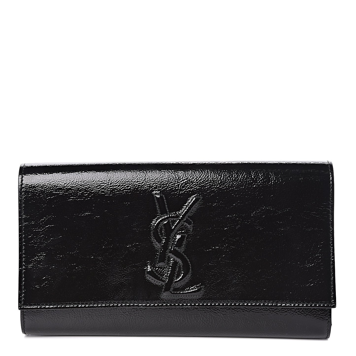 Textured Patent Monogram Large Belle De Jour Clutch Black