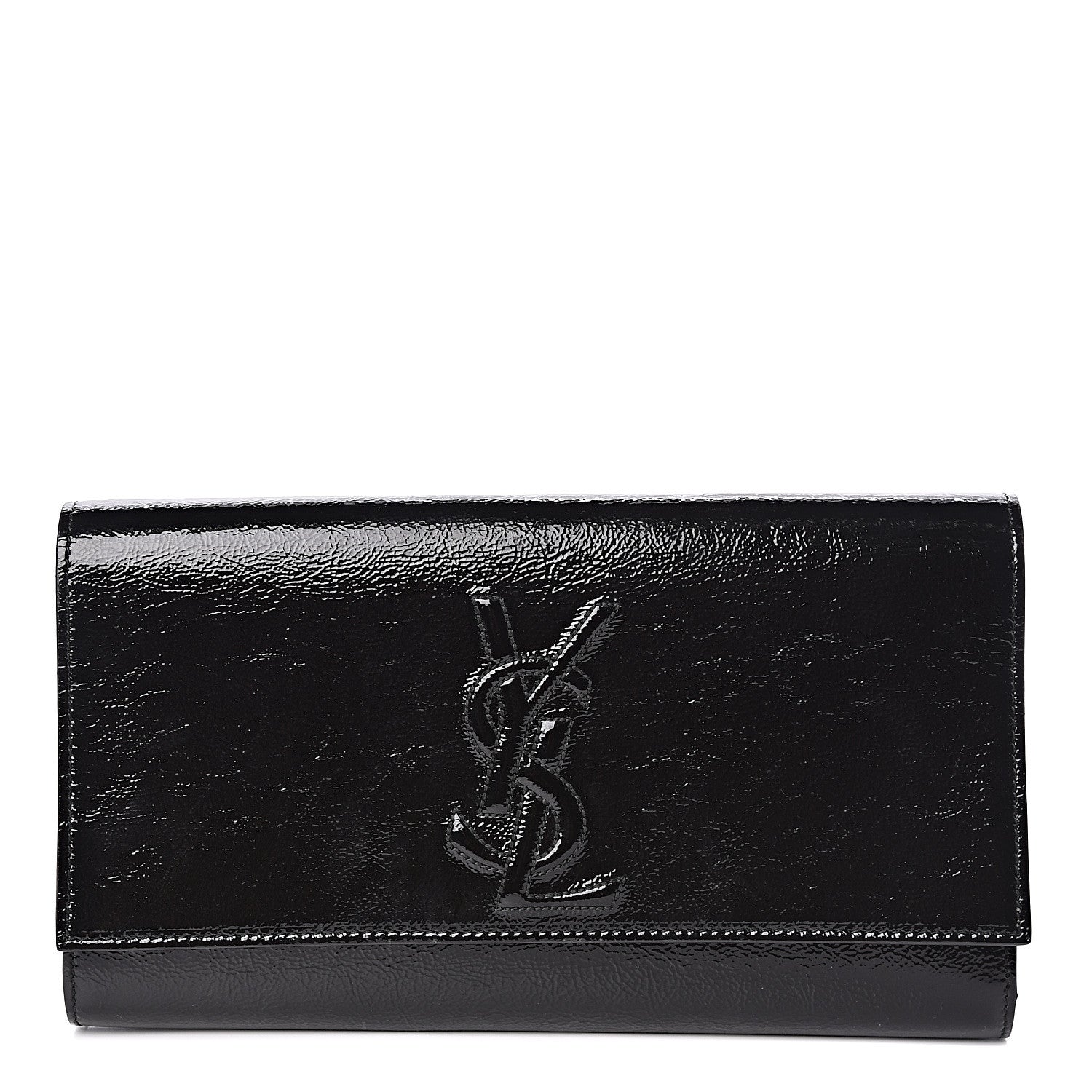 Saint Laurent Textured Patent Monogram Large Belle De Jour Clutch Black 1 of 10