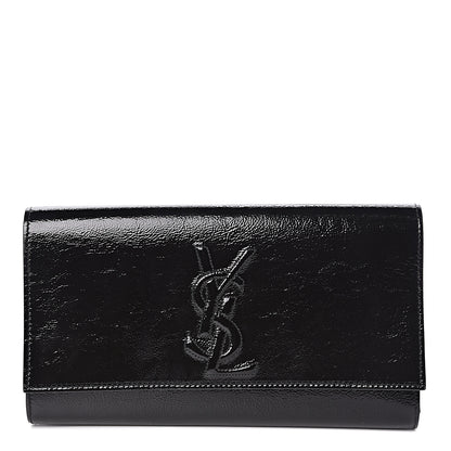 Saint Laurent Textured Patent Monogram Large Belle De Jour Clutch Black 1 of 10