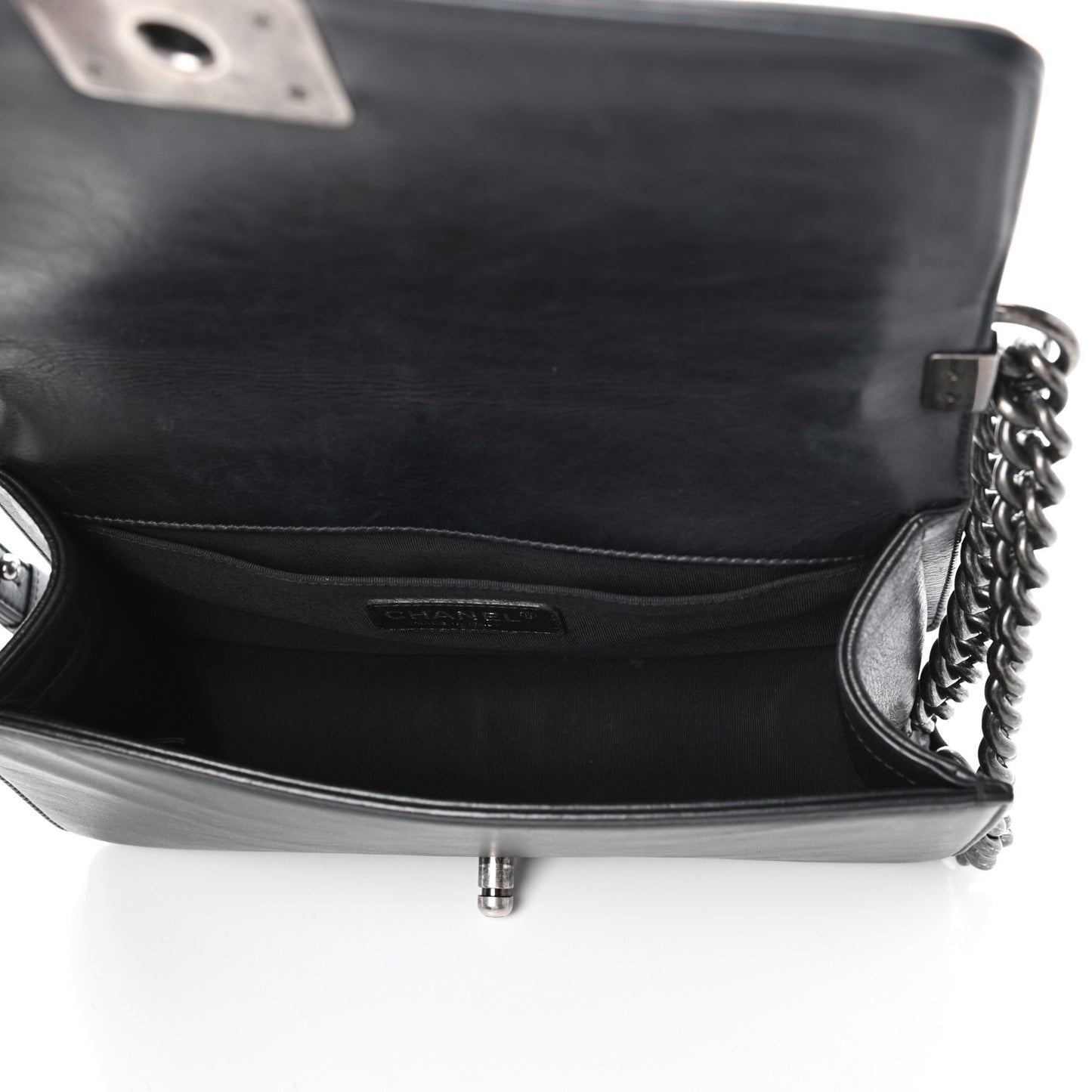 Calfskin Double Stitch Medium Boy Flap Black