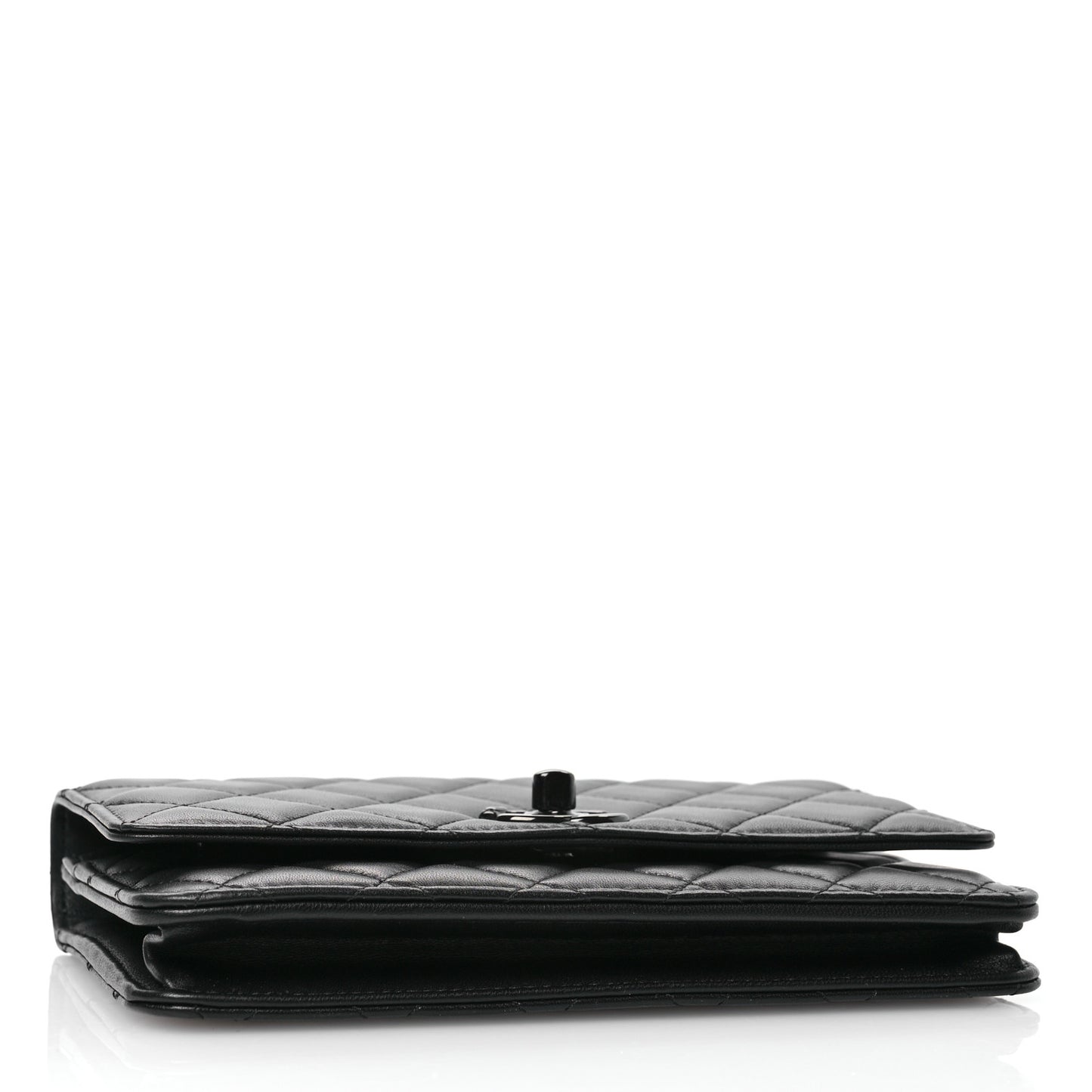 Lambskin Quilted Trendy CC Wallet On Chain WOC So Black