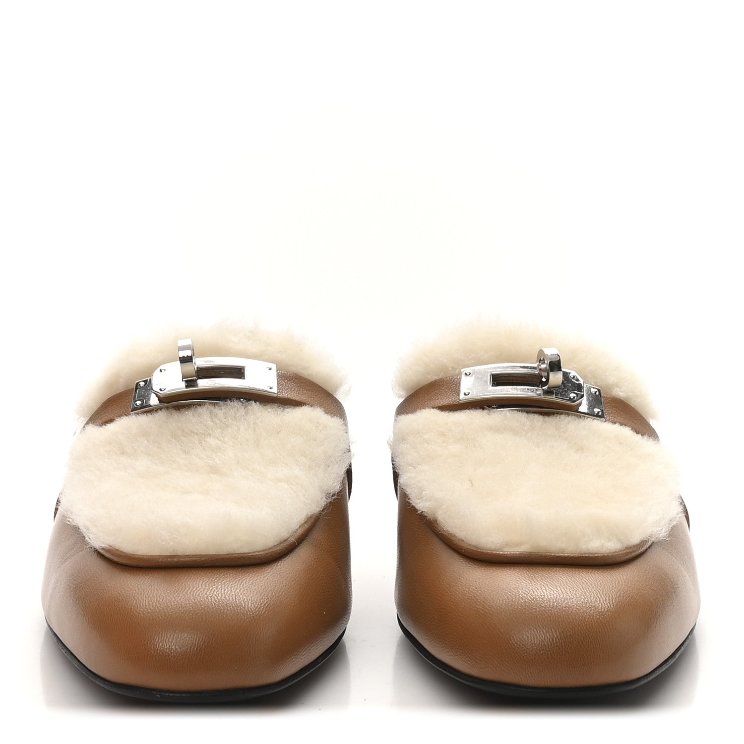 Hermes Goatskin Shearling Womens Oz Mules 38.5 Naturel Ecru 3 of 9