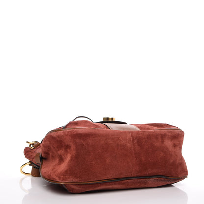 Chloe Suede Studded Small Lexa Shoulder Bag Saffron Red 5 of 19