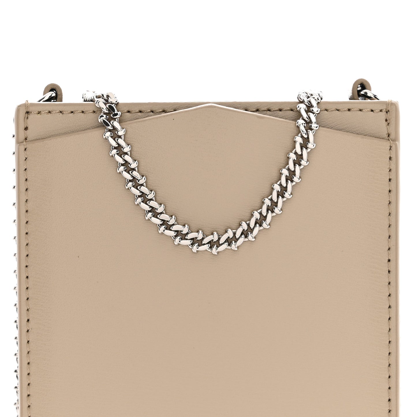 Calfskin Chain Phone Case Beige