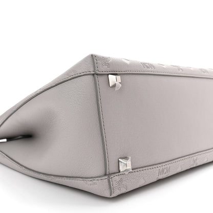 MCM Calfskin Ottomar Monogram Sarah Medium Hobo Dove Grey 8 of 9