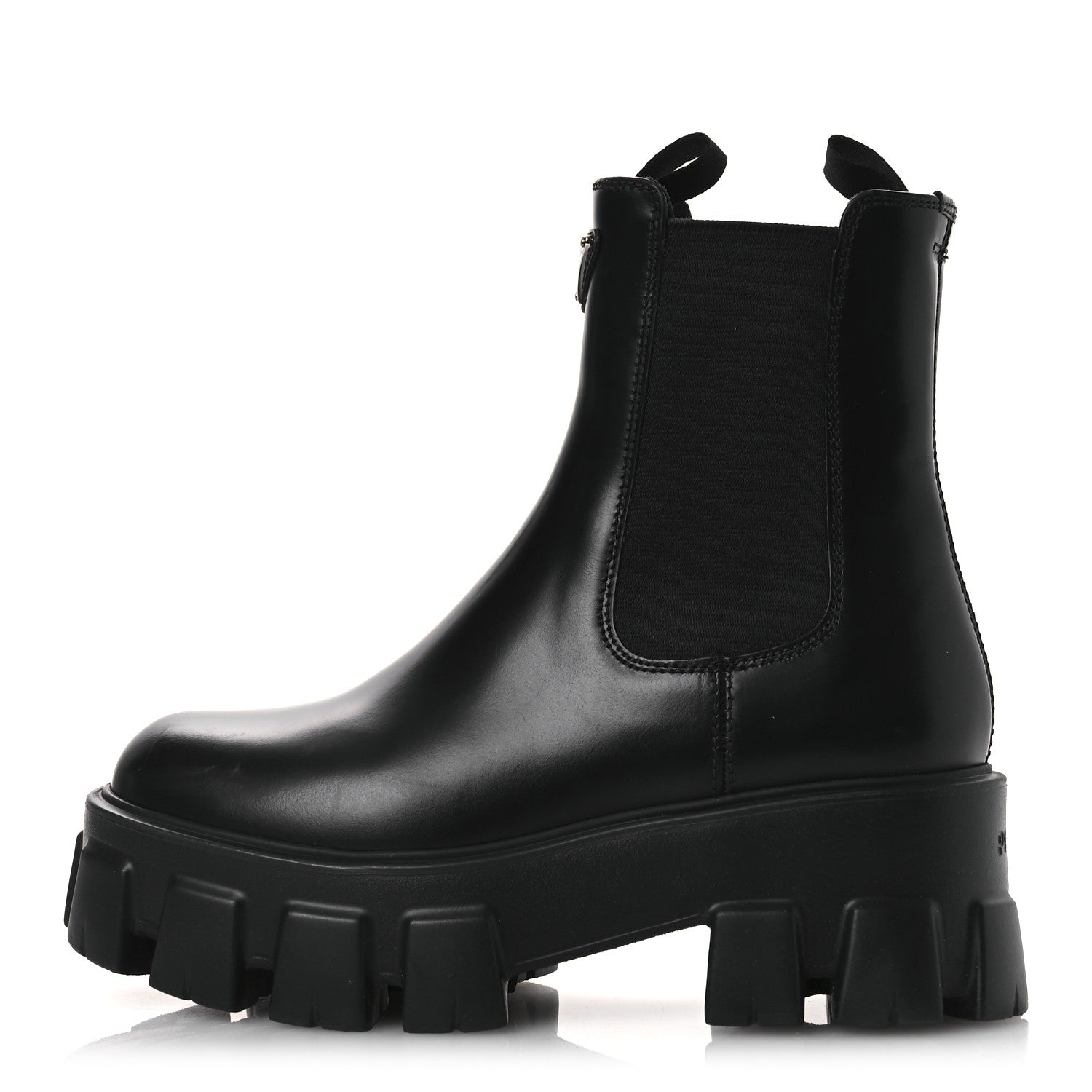 Prada Spazzolato Rois Triangle Monolith Chelsea 55mm Boots 36 Black 1 of 13