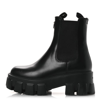 Prada Spazzolato Rois Triangle Monolith Chelsea 55mm Boots 36 Black 1 of 13