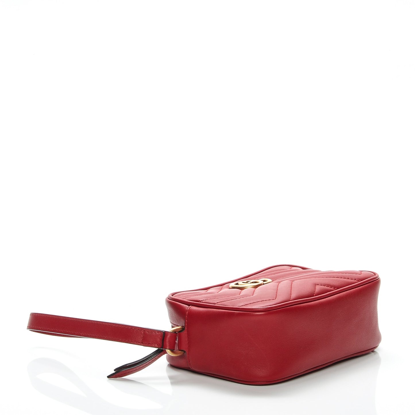 Calfskin Matelasse Mini GG Marmont Wrist Wallet Hibiscus Red