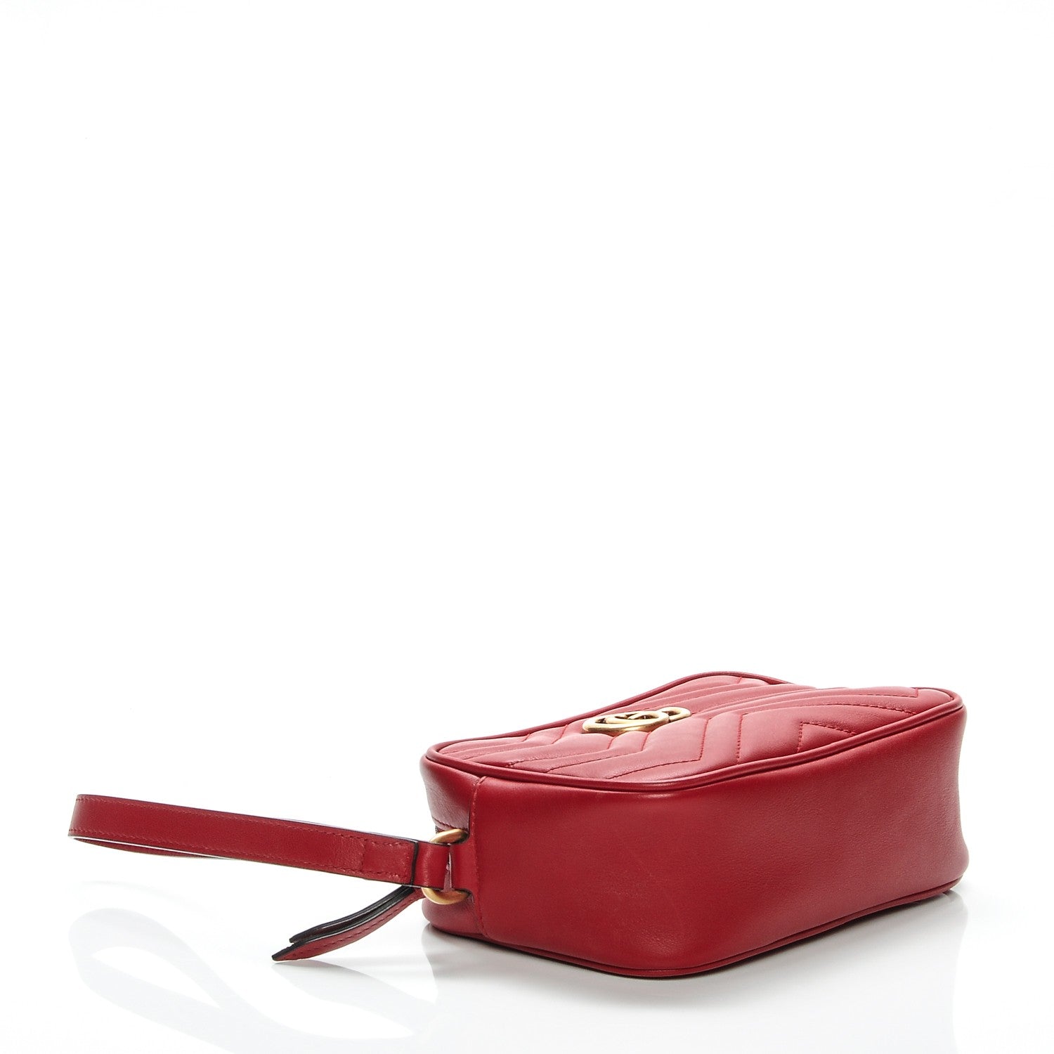 Gucci Calfskin Matelasse Mini GG Marmont Wrist Wallet Hibiscus Red 4 of 7
