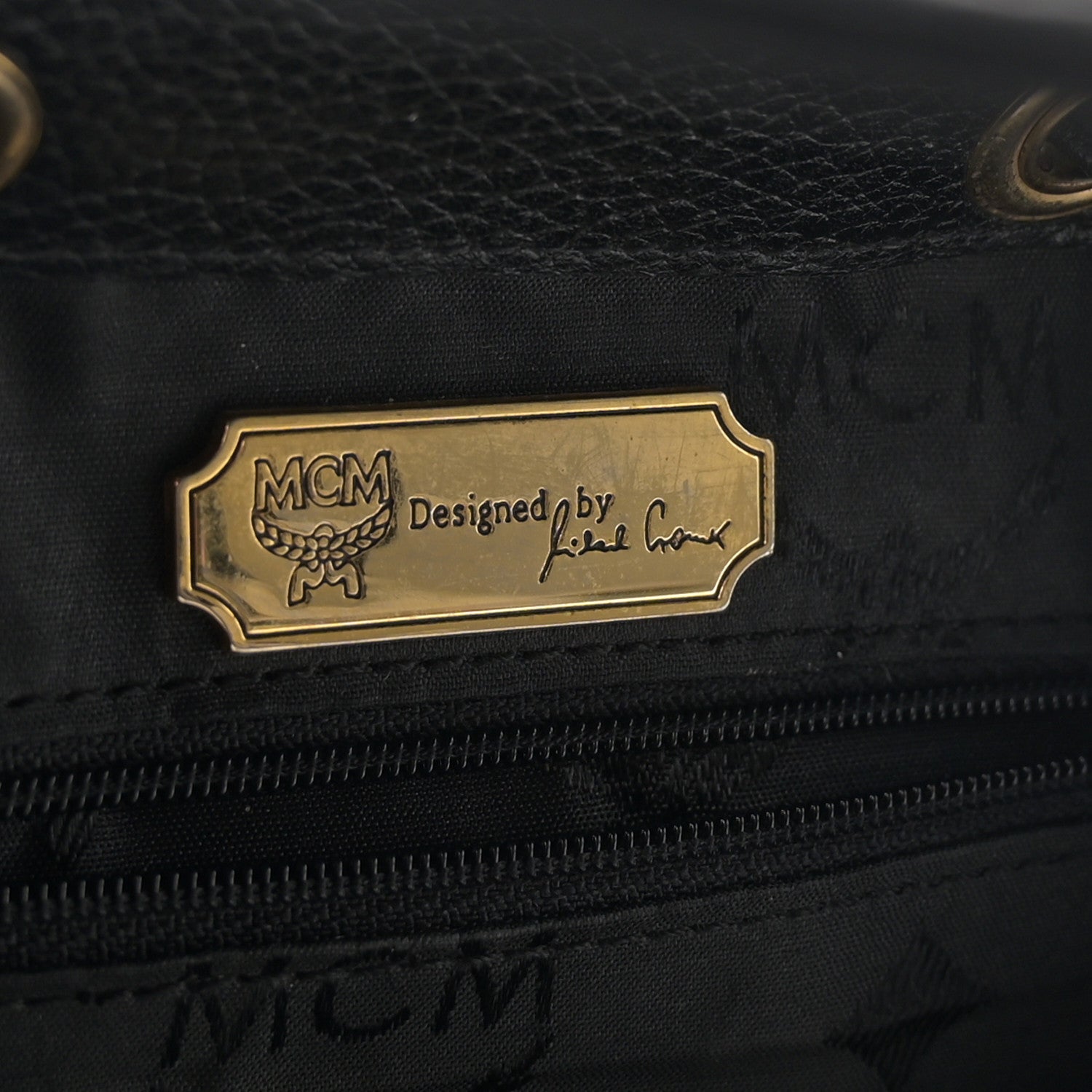 MCM Grained Calfskin Studded Drawstring Backpack Black 6 of 9