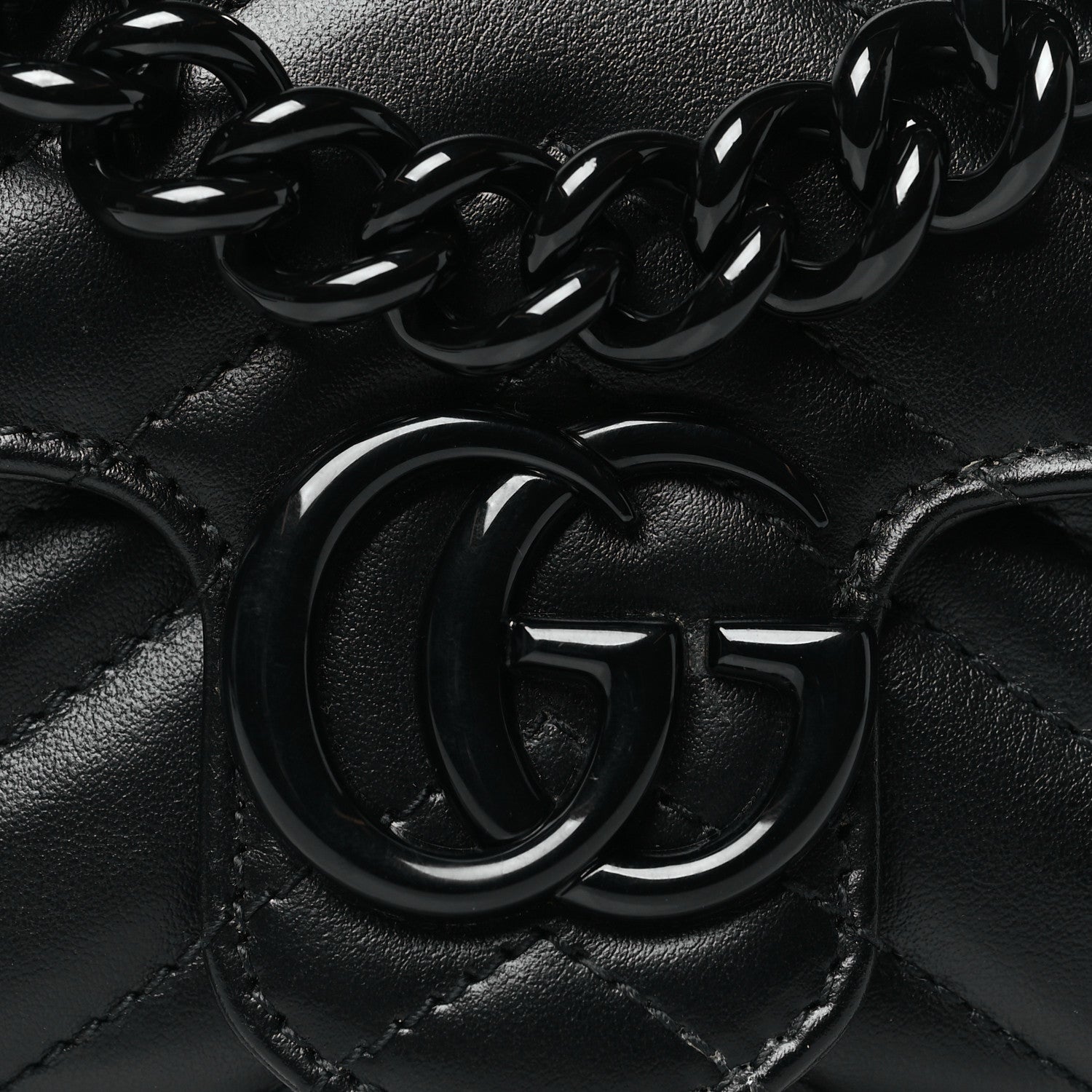 Gucci Calfskin Matelasse Monochrome GG Marmont Chain Belt Bag Black 8 of 10