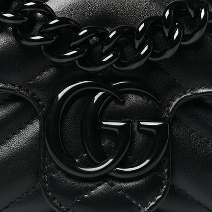 Gucci Calfskin Matelasse Monochrome GG Marmont Chain Belt Bag Black 8 of 10