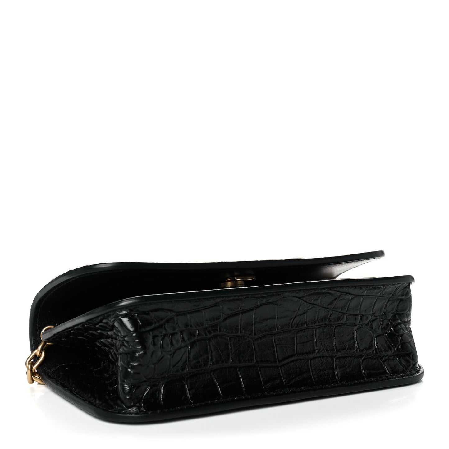 Extra Supple Calfskin Crocodile Embossed Gossip Chain Bag XS Black