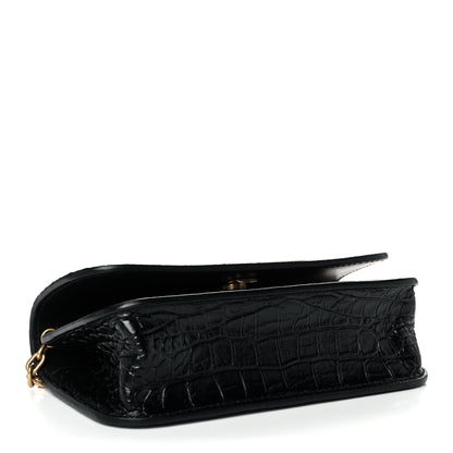 Balenciaga Extra Supple Calfskin Crocodile Embossed Gossip Chain Bag XS Black 4 of 10
