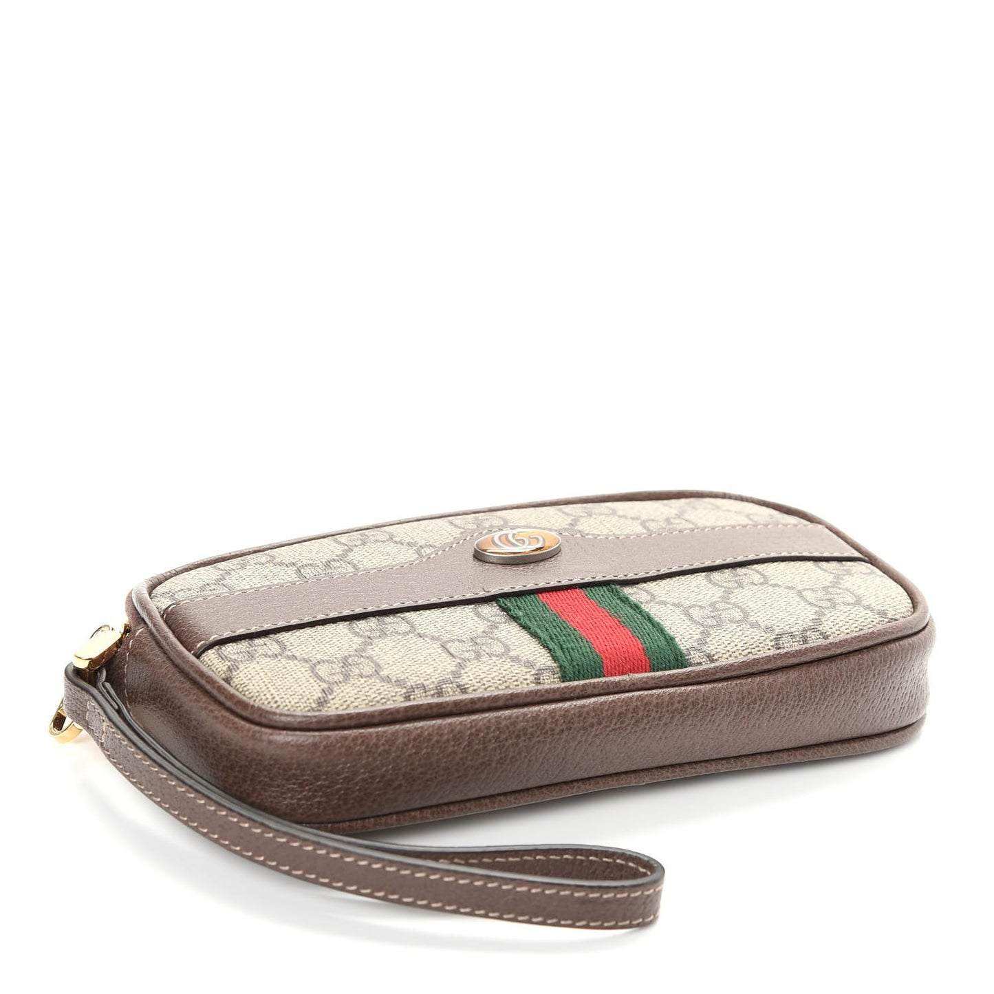 GG Supreme Monogram Ophidia Phone Case Wristlet Brown