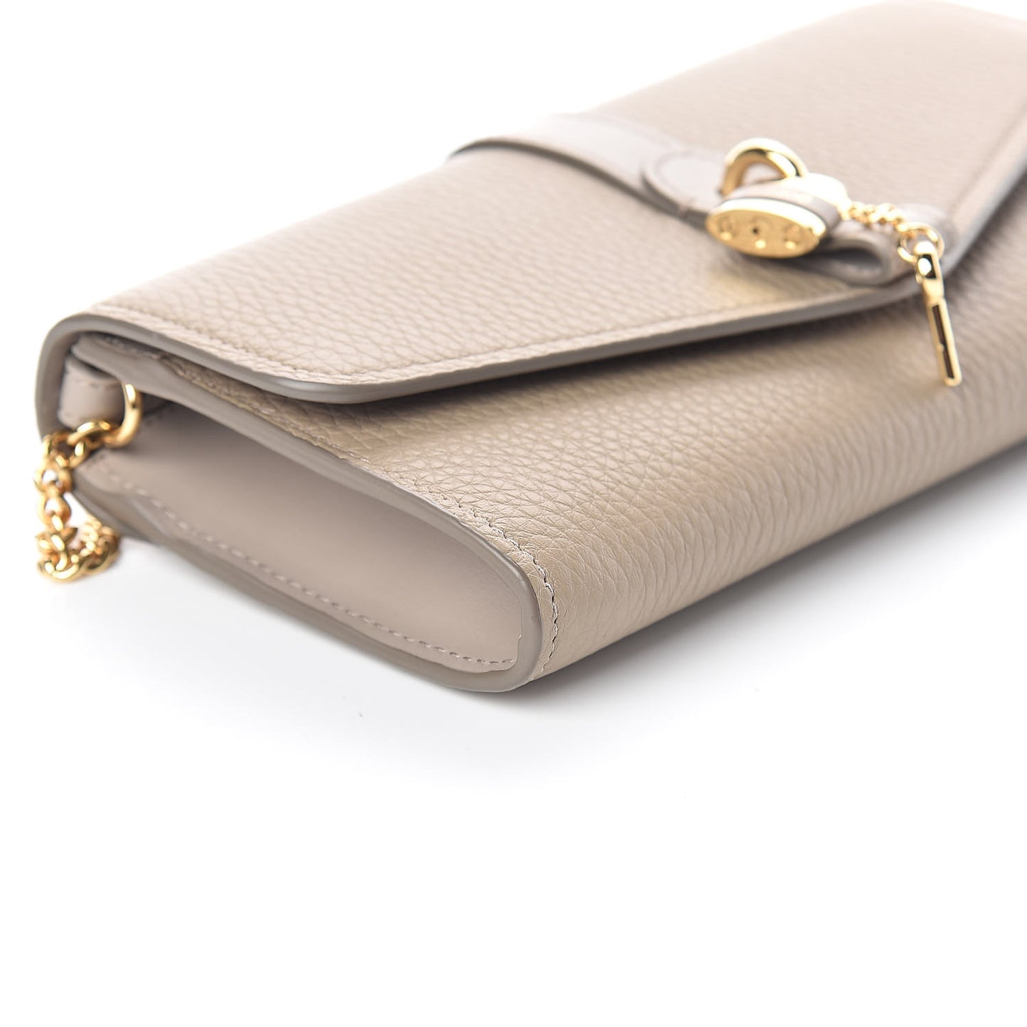 Grained Calfskin Aby Chain Wallet Motty Grey