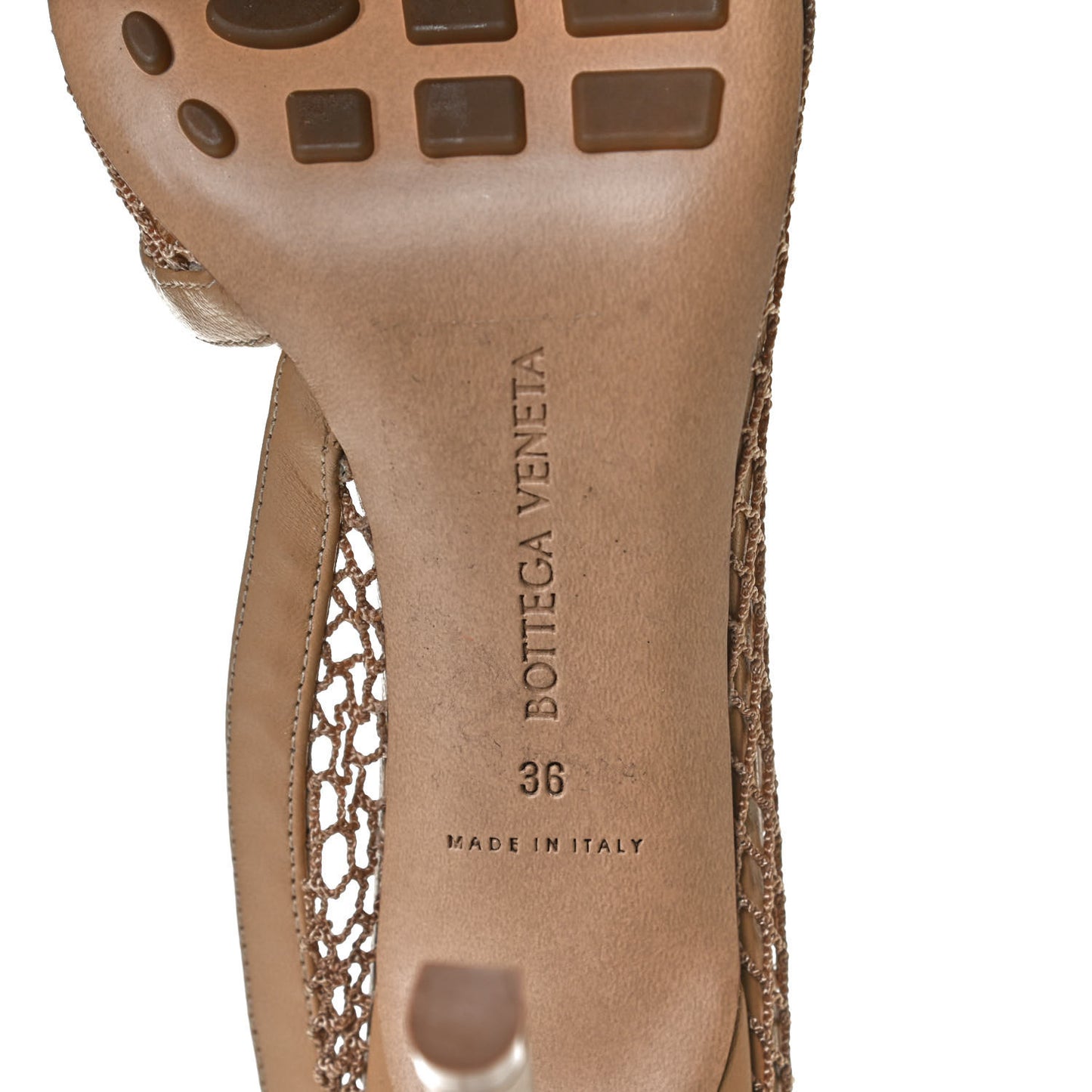 Mesh Nappa Chunky Chain Sandals 36 Beige Pony