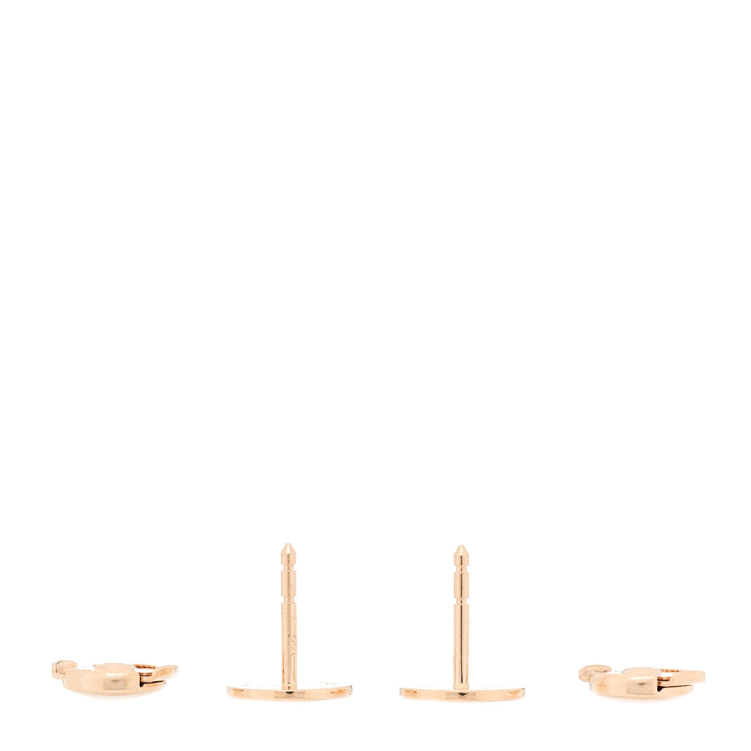 Hermes 18K Rose Gold TPM Ex-Libris Stud Earrings 4 of 5