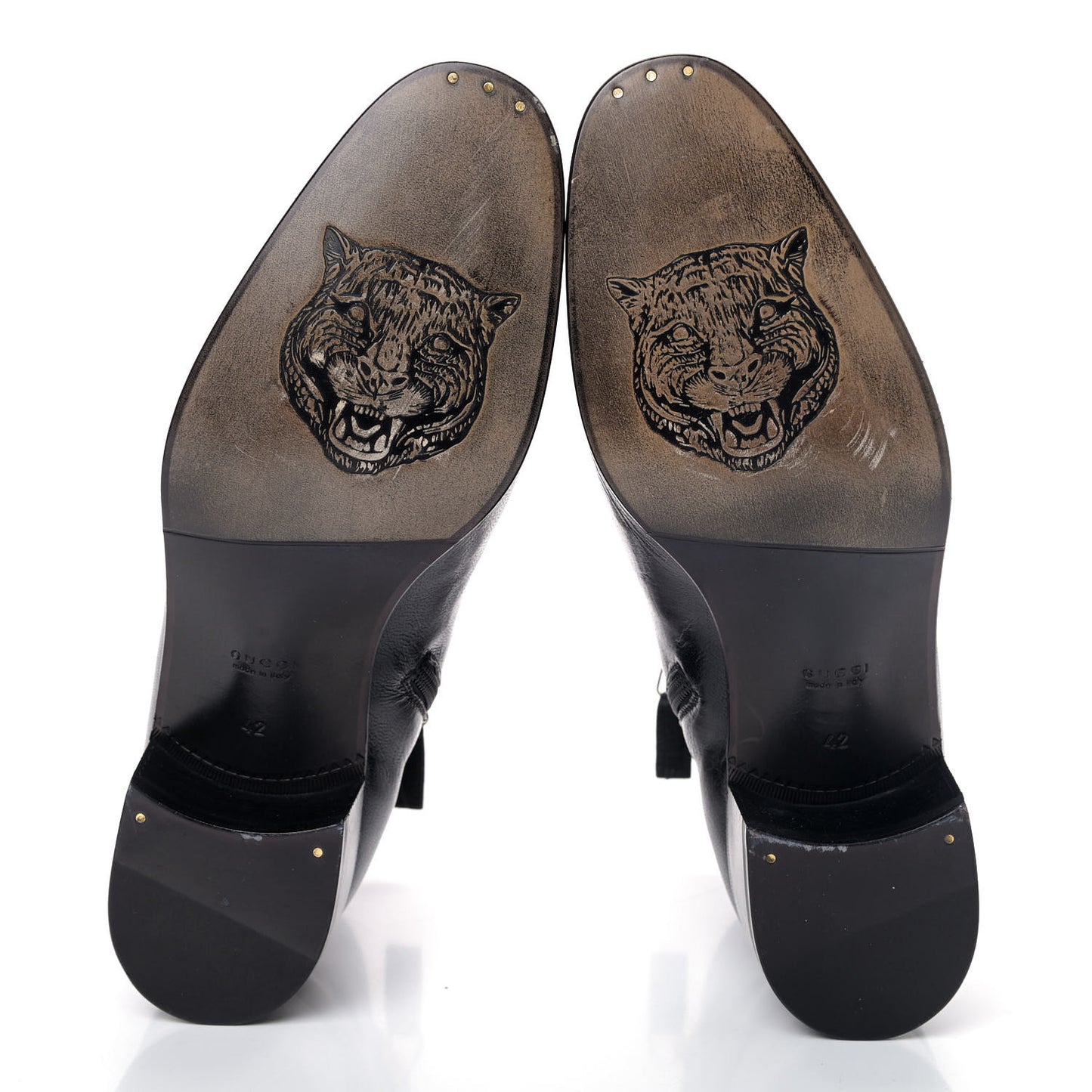 Goatskin Kitten Chain Horsebit Ankle Boots 42 Black