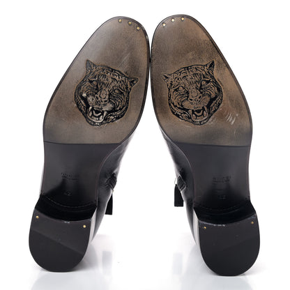 Gucci Goatskin Kitten Chain Horsebit Ankle Boots 42 Black 10 of 10