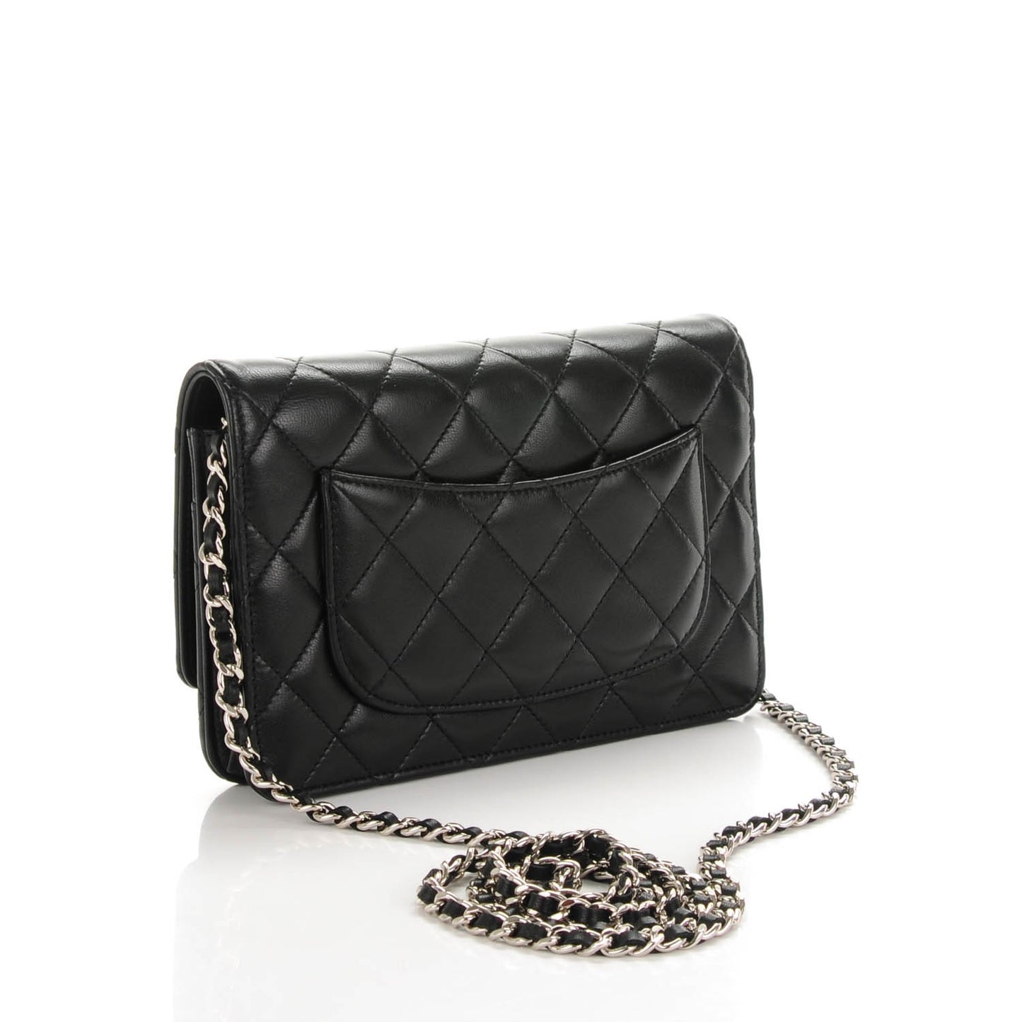 Lambskin Quilted Wallet On Chain WOC Black