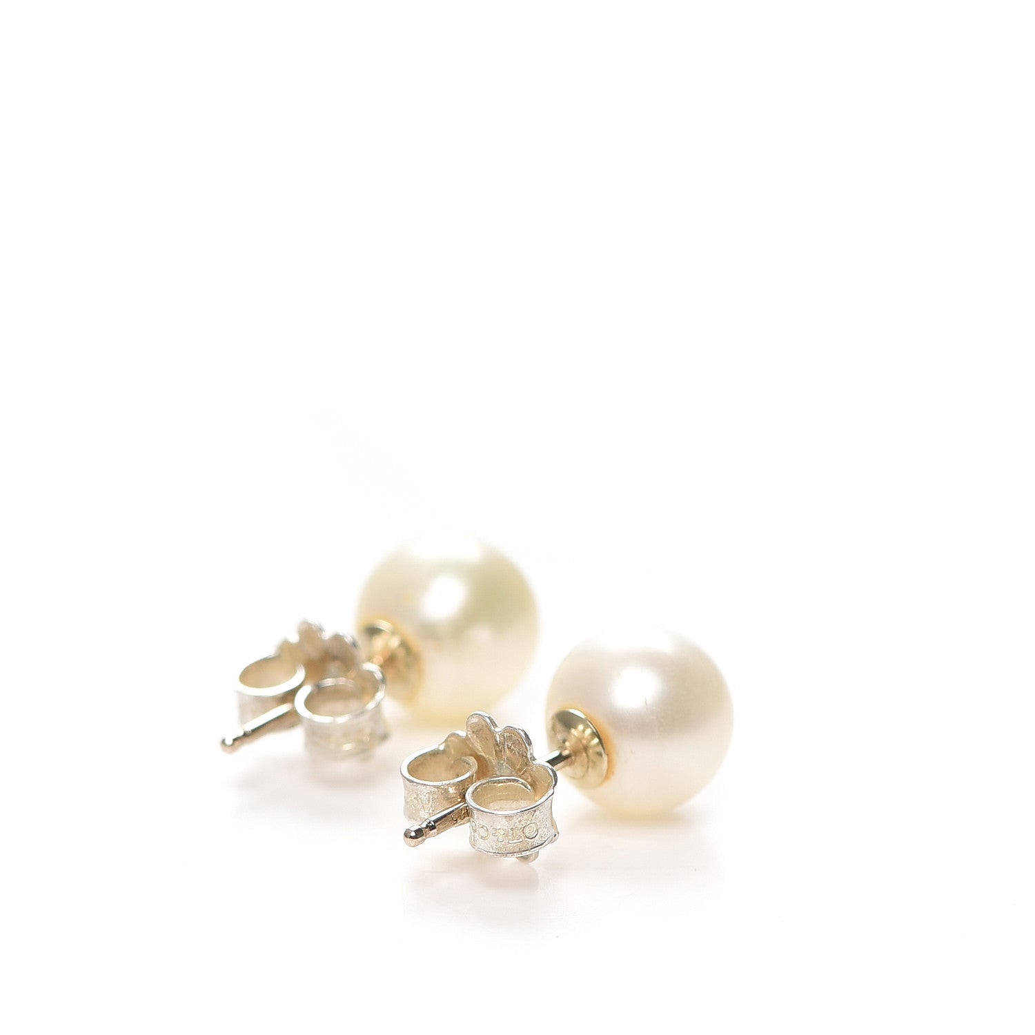 Tiffany Sterling Silver Freshwater Pearl 7-8mm Ziegfeld Earrings 3 of 4