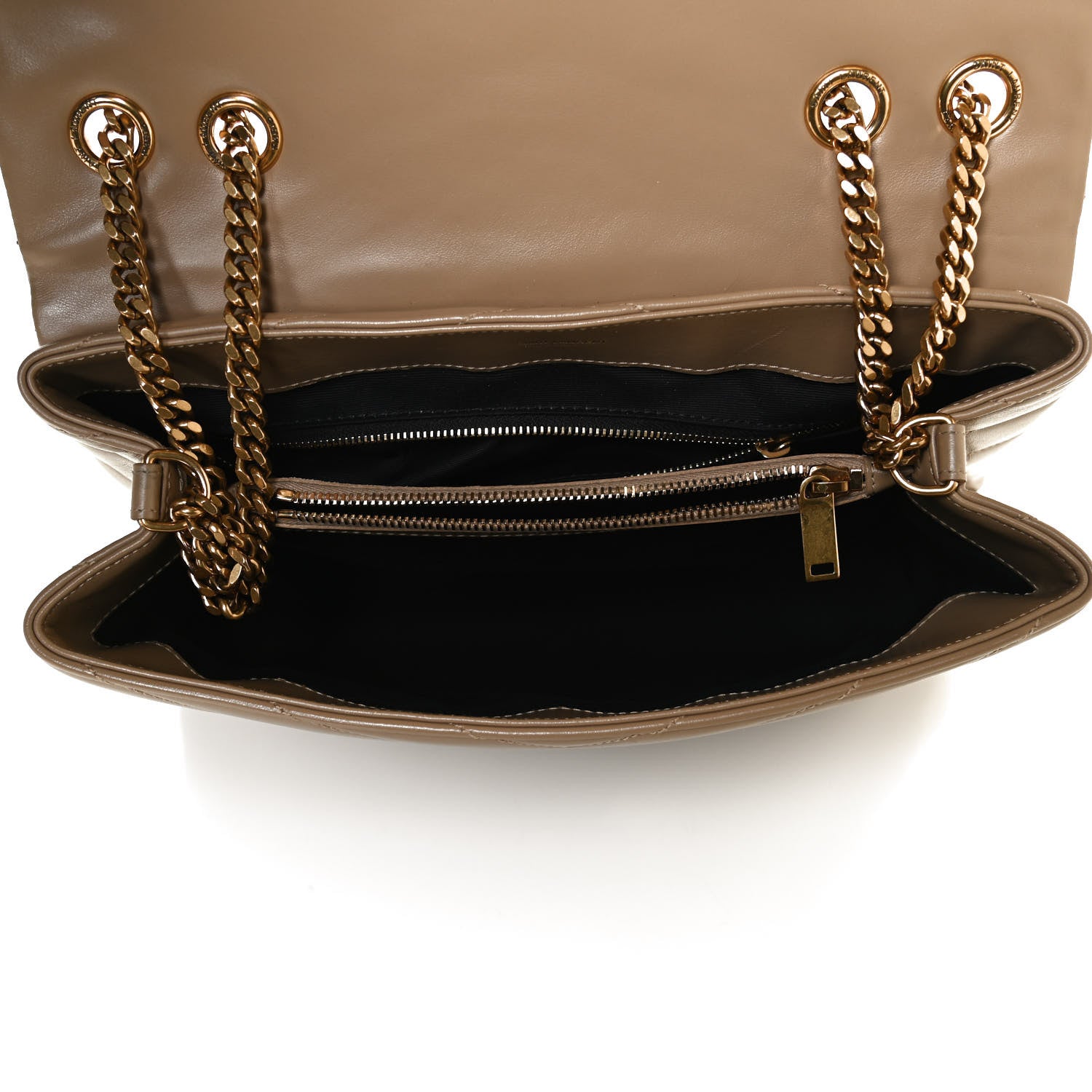 Saint Laurent Calfskin Y Quilted Monogram Medium Loulou Chain Satchel Dark Latte 5 of 13