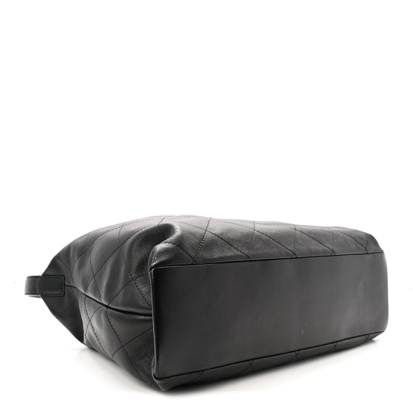 Shiny Lambskin Quilted Maxi Hobo Black