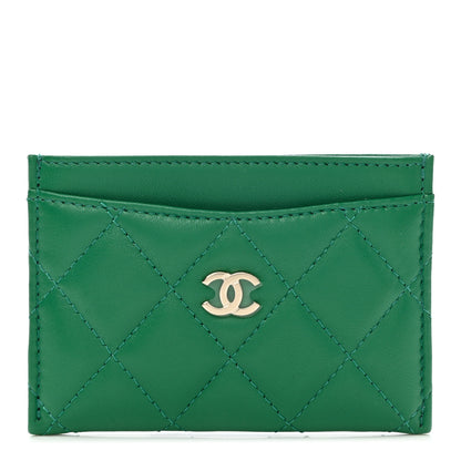 Chanel Lambskin Quilted Card Holder Green 1 of 9
