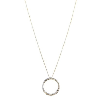 David Yurman 18K Yellow Gold Diamond 25mm Crossover Pendant Necklace 1 of 4