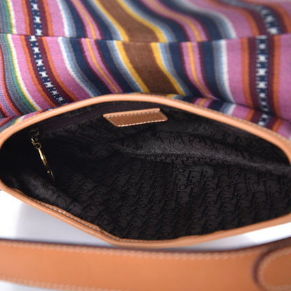 Christian Dior Canvas Striped Saddle Bag Multicolor 5 of 8