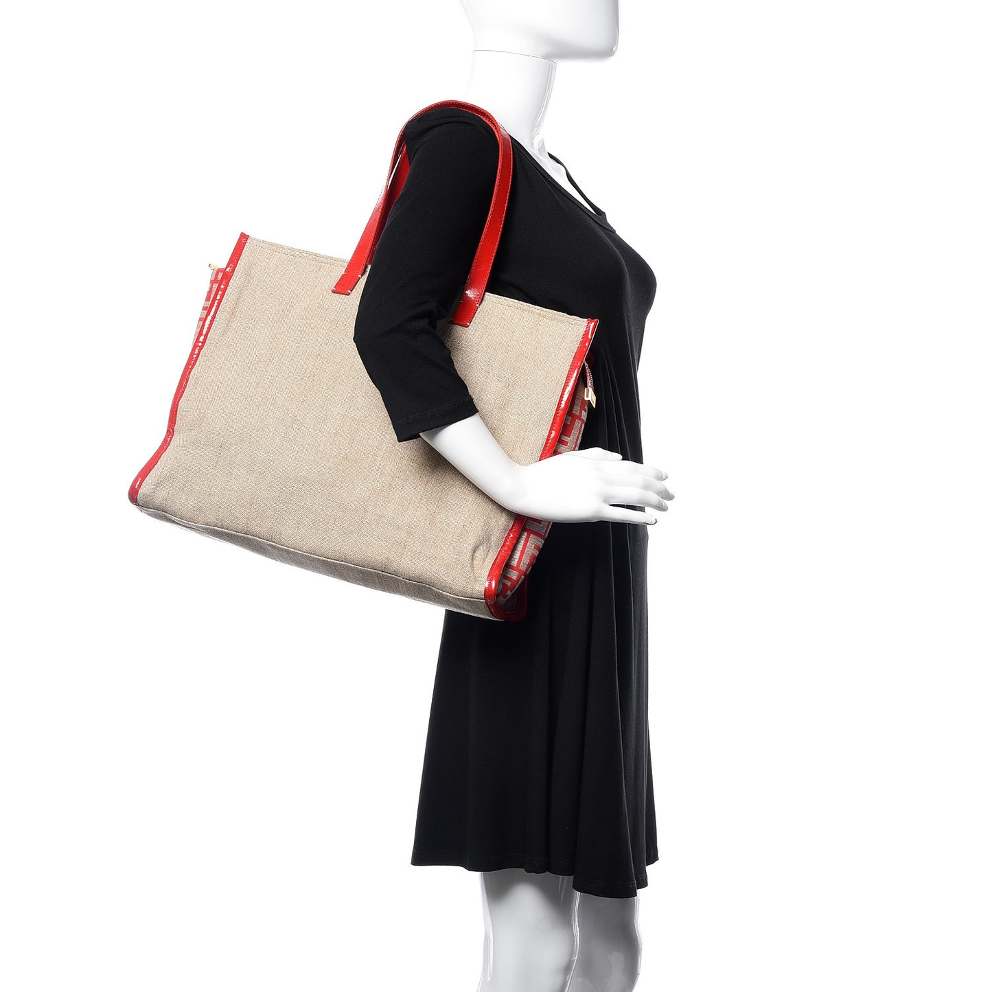 Linen Patent FF Shopping Tote Fragola