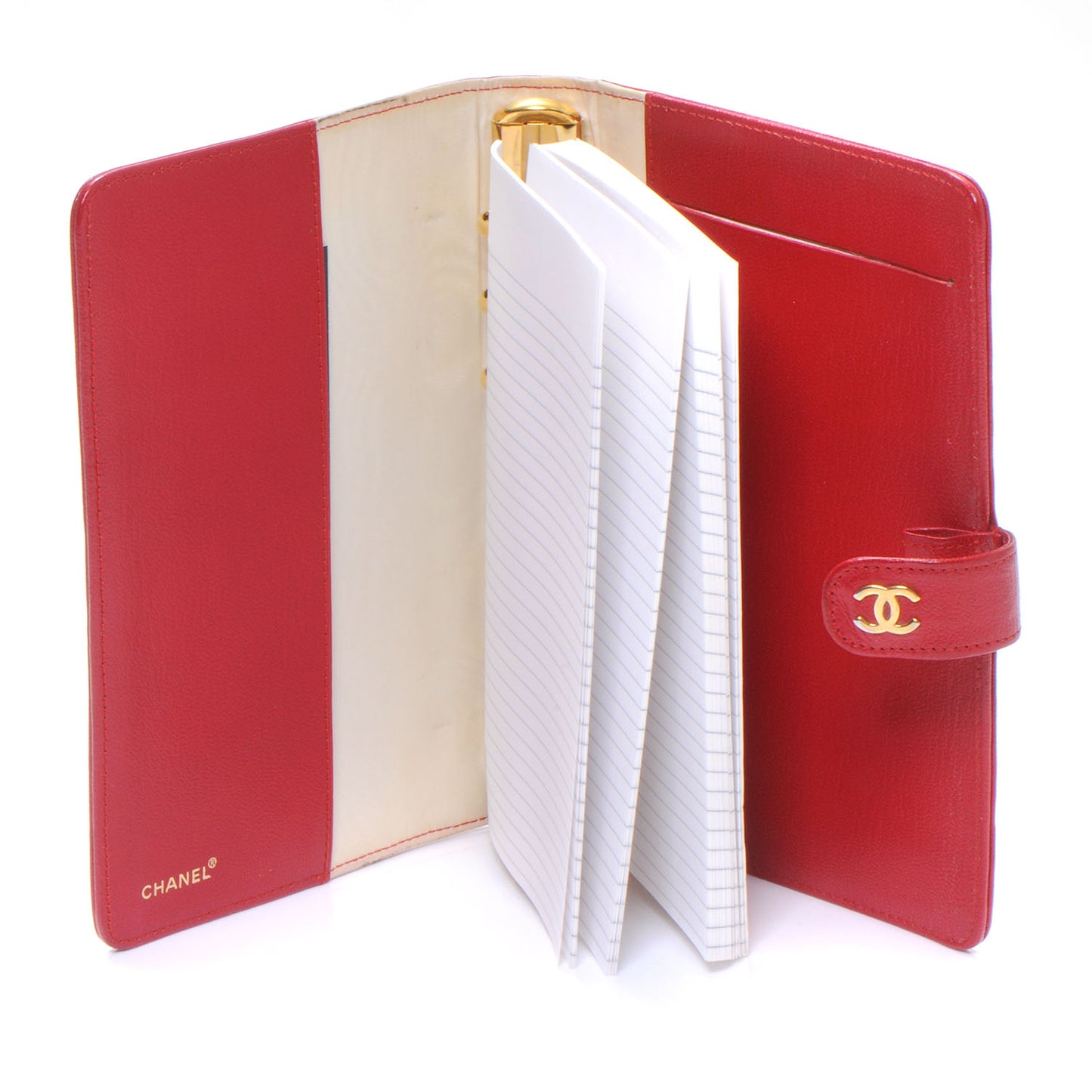 Leather Small Ring Agenda Planner Red