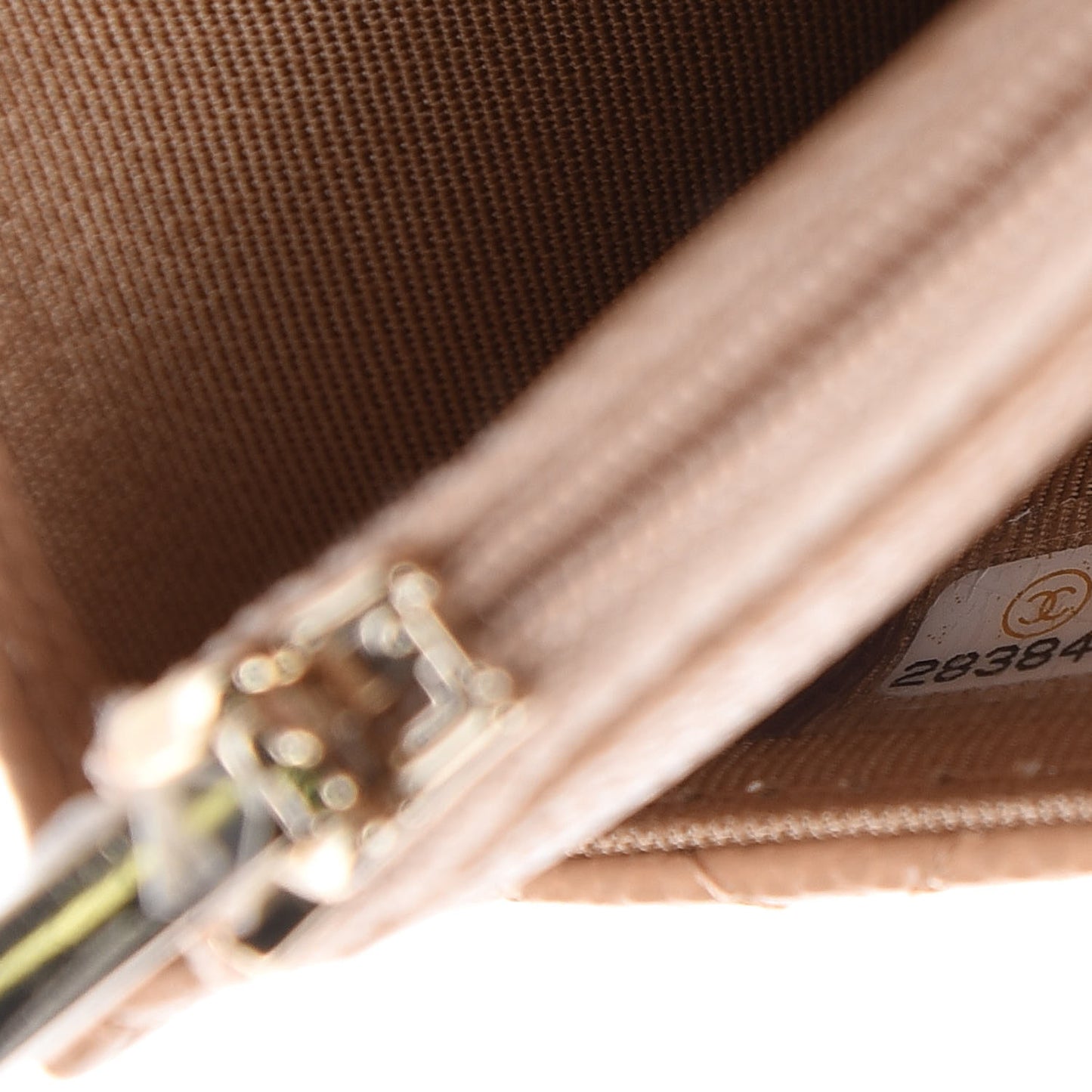 Caviar Quilted Wallet On Chain WOC Beige