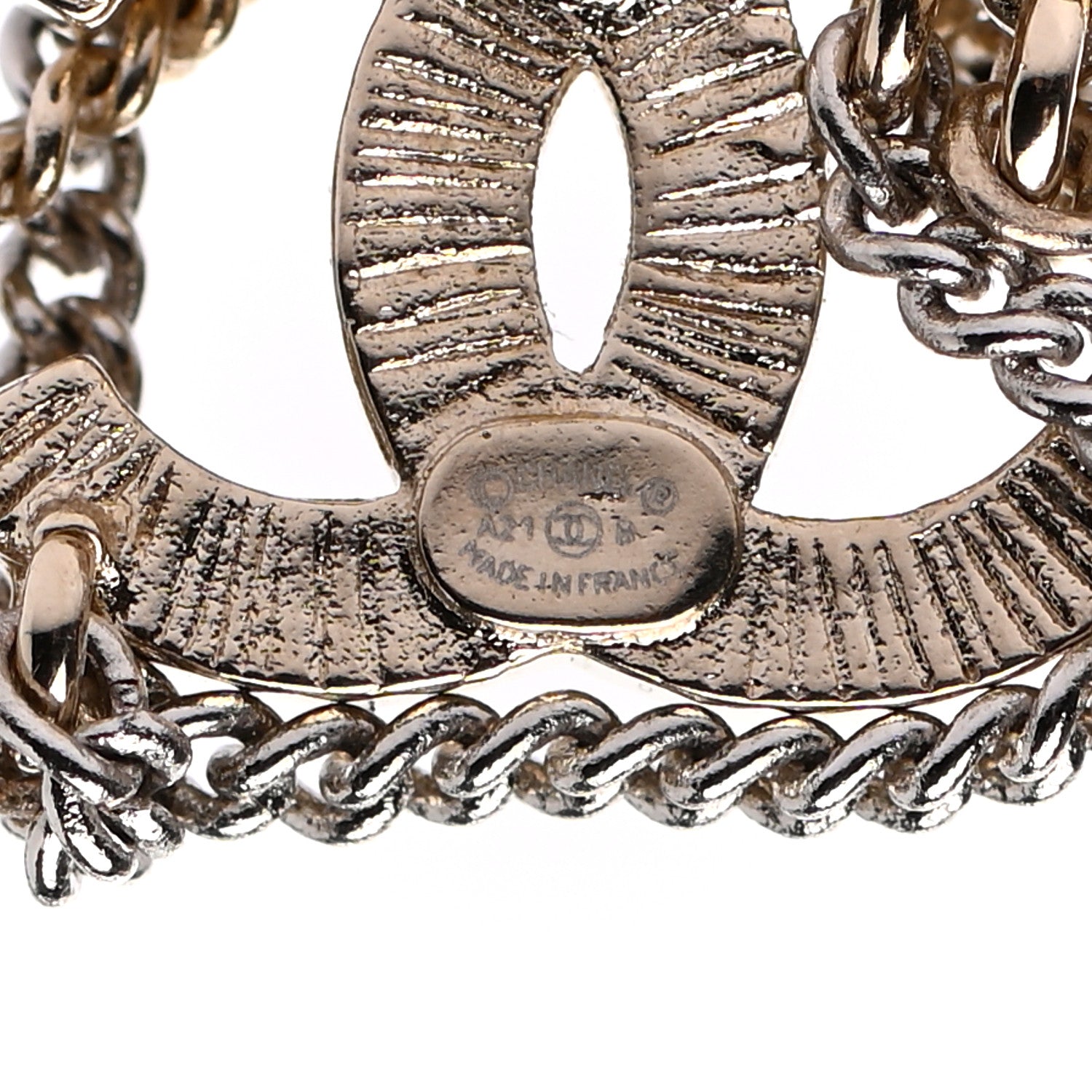 Chanel Crystal Chain CC Earrings Gold 4 of 4