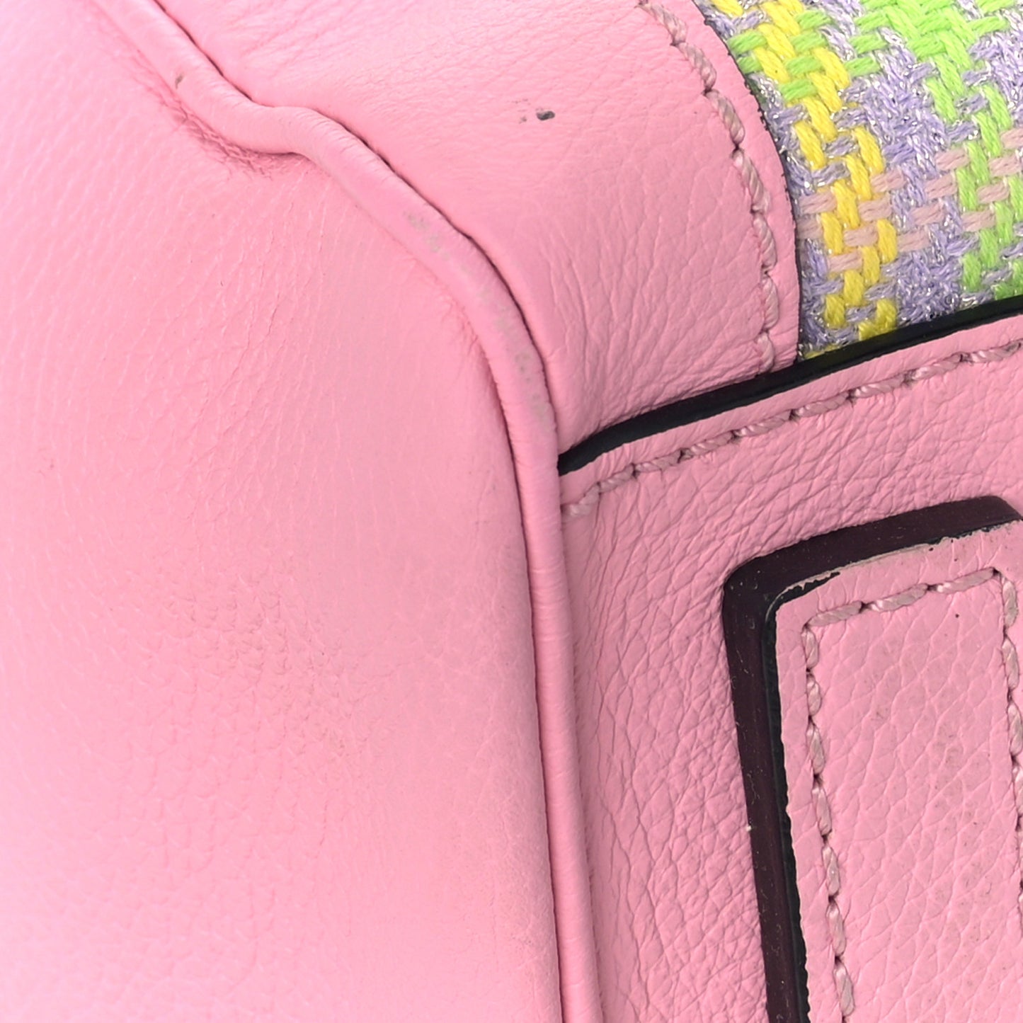 Calfskin Tweed Medusa Small Top Handle Handbag Baby Pink Pineapple