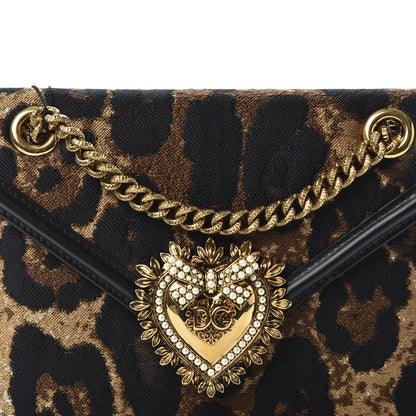 Dolce & Gabbana Jacquard Leopard Print Smooth Calfskin Medium Devotion Crossbody Bag Black 8 of 9