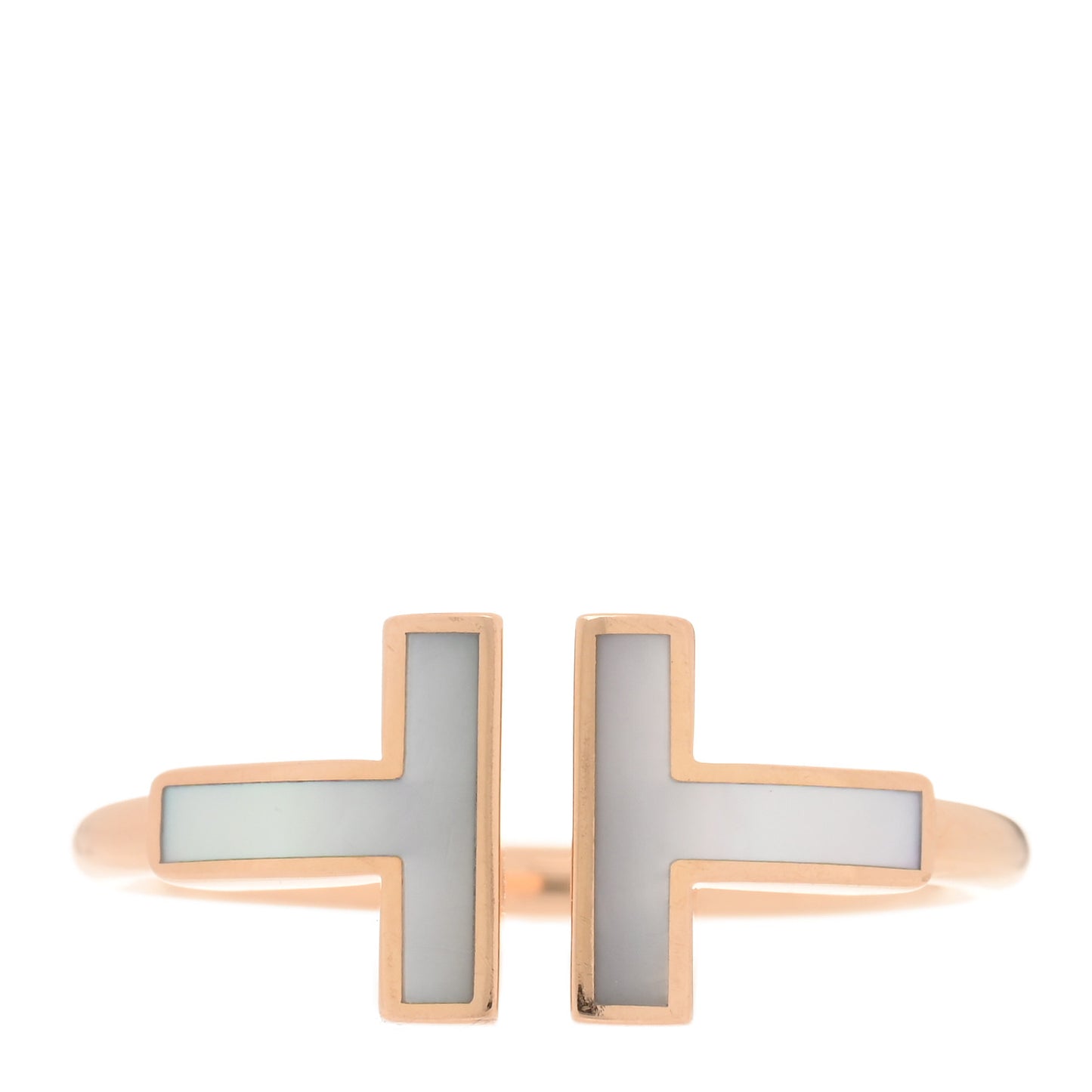 18K Rose Gold Mother of Pearl T Wire Ring 53 6.5