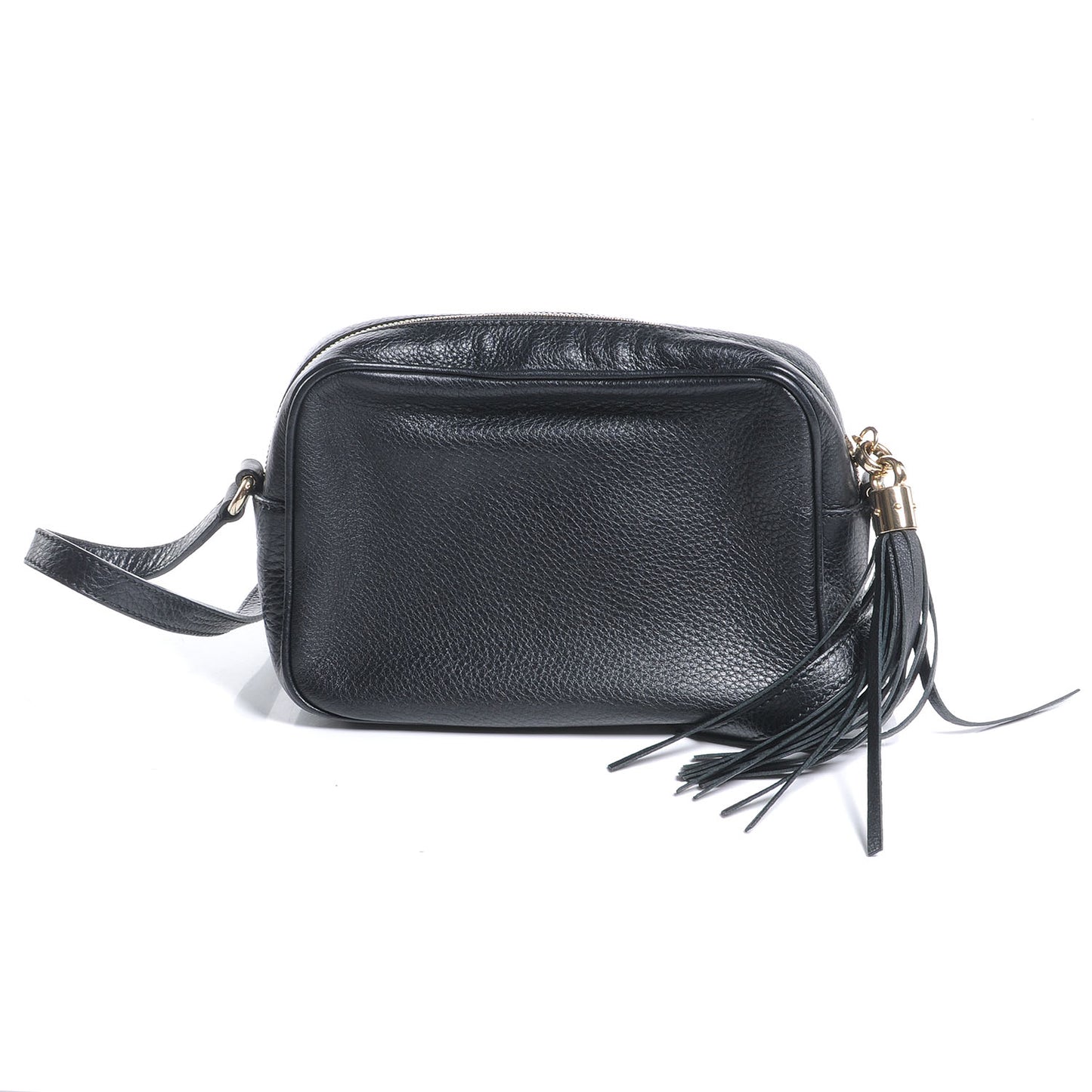 Pebbled Calfskin Small Soho Disco Bag Black