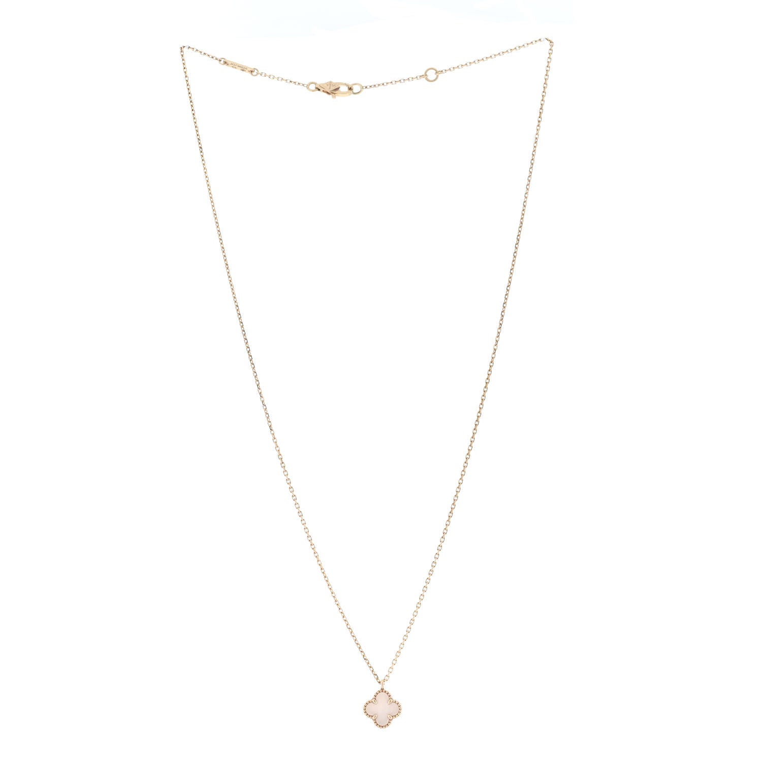 Van Cleef & Arpels 18K Yellow Gold Mother of Pearl Sweet Alhambra Pendant Necklace 3 of 6