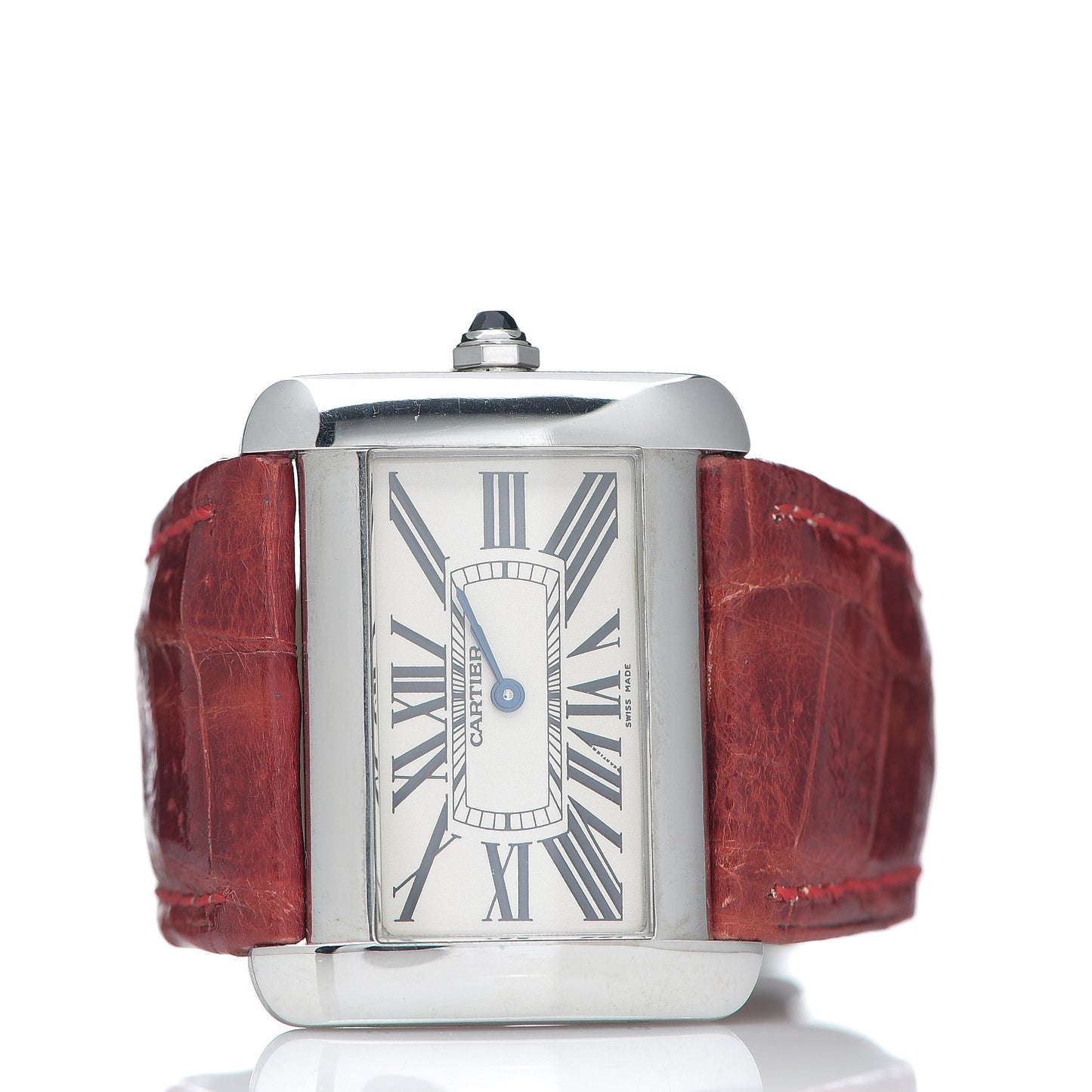 Stainless Steel Alligator 32mm Tank Divan Quartz Watch Red