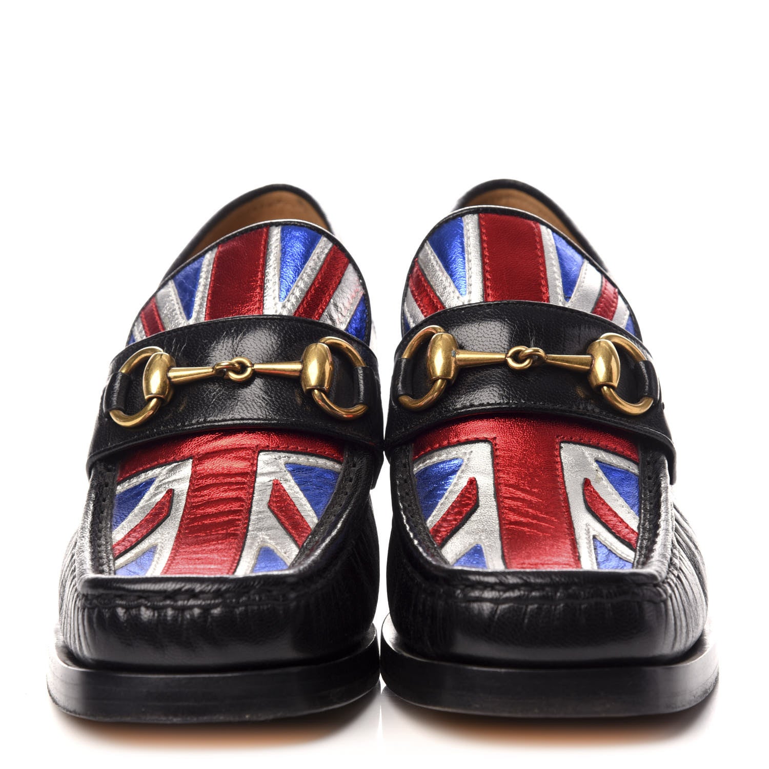 Gucci Lambskin Union Jack Horsebit Loafer Pumps 36.5 Black 2 of 7