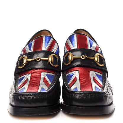 Gucci Lambskin Union Jack Horsebit Loafer Pumps 36.5 Black 2 of 7