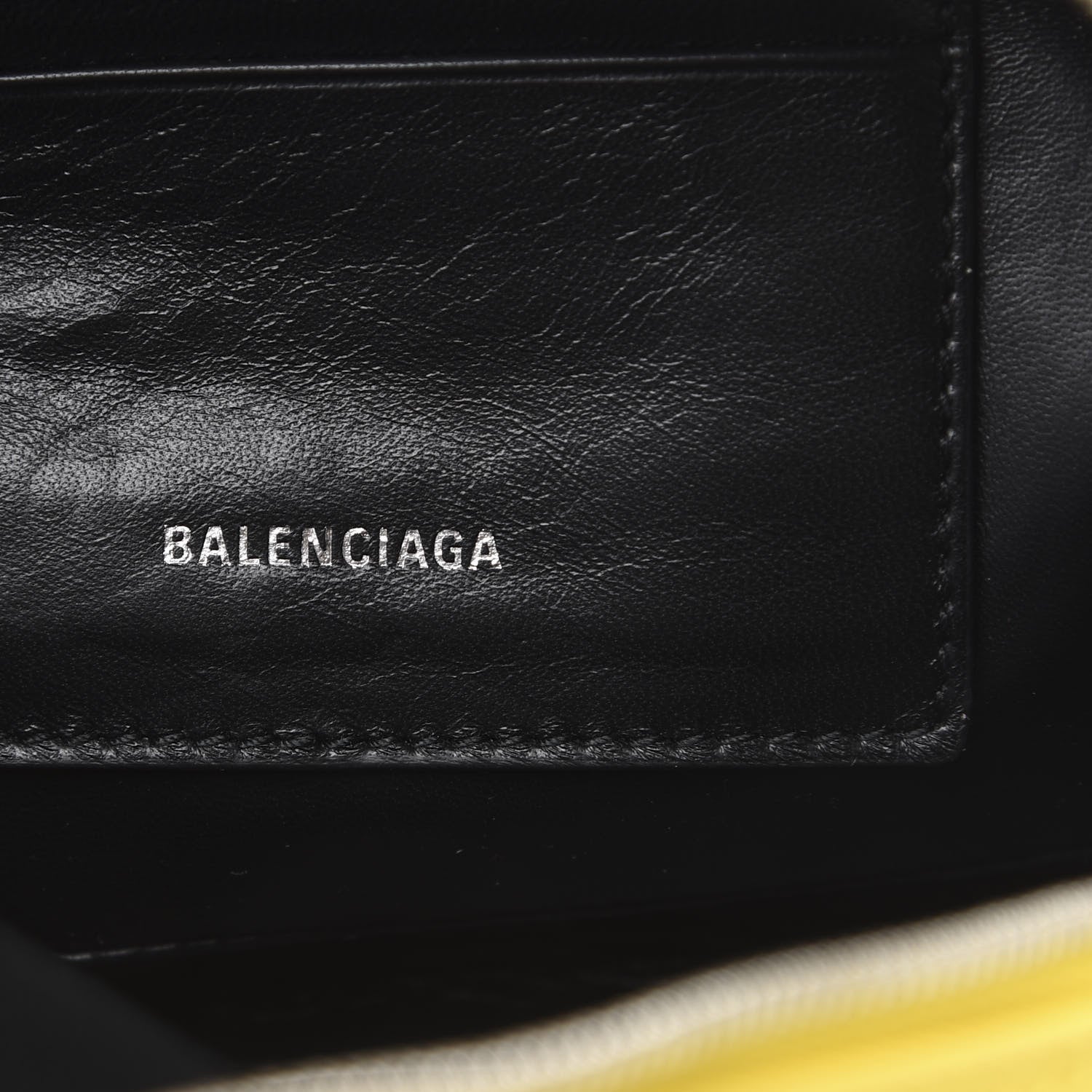 Balenciaga Shiny Day Calfskin Logo M Triangle Pouch Jaune Black 6 of 8