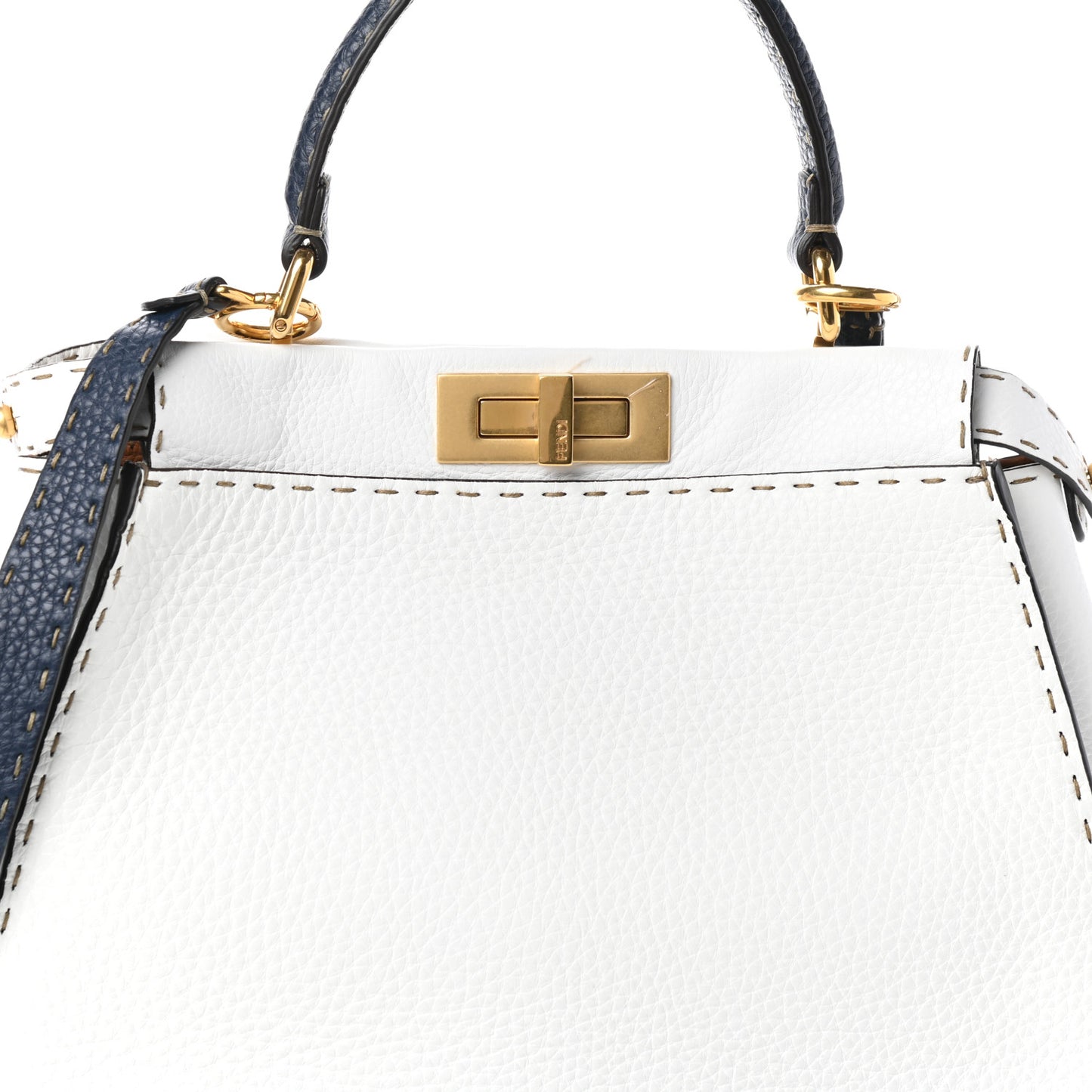 Cuoio Romano Selleria Tri-color Medium Peekaboo Iconic Satchel White Indaco Saddler