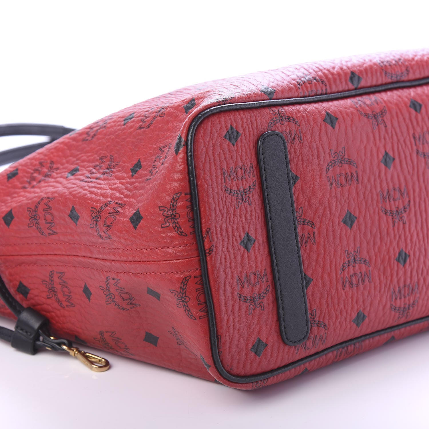 MCM Visetos Medium Project Reversible Shopper Tote Ruby Red Black 6 of 15
