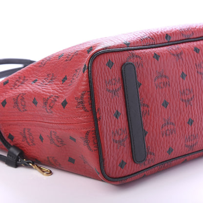 MCM Visetos Medium Project Reversible Shopper Tote Ruby Red Black 6 of 15